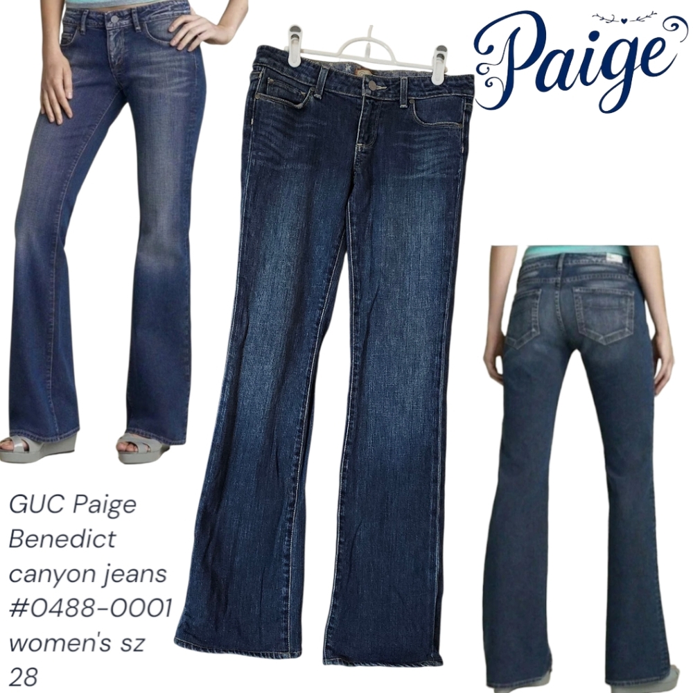 PAIGE Women's Dark Blue Flare Jeans